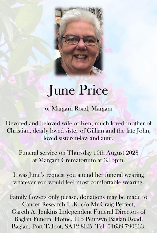 Obituary Notice June Price